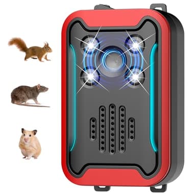 Ultrasonic Rodent Repeller for Car Engine, Battery & Plug-in Mouse Repellent with LED Strobe Light, Under Hood Rat Mice Squirrel Bug Spider Deterrent for Vehicle Garage Attic Indoor Outdoor
