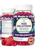 Lunakai USA Made Kids Melatonin Gummies 1mg - Safe & Natural Sleep Aid for Children 2+ - Non-GMO, Vegan, Gluten-Free - 60 Count