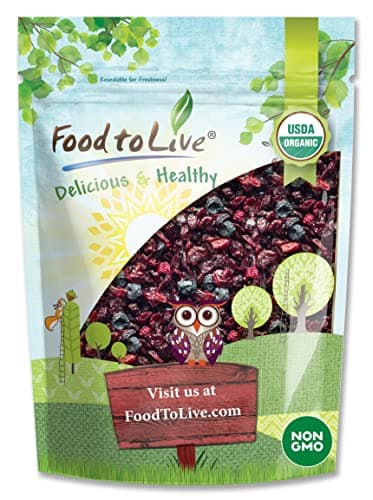 Organic Mixed Berries, 8 Ounces — Non-GMO Dried Blueberries, Cranberries, and Tart Cherries, Kosher, Lightly Sweetened, Unsulfured, Bulk