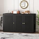 DAWNSPACES 2 in 1 Large Cat Litter Box Enclosure with 4 Shelves Shoe Cabinet, Modern Cat Washroom Storage Bench, Indoor Multipurpose Cabinet Hidden Litter Furniture Cabinet, Black