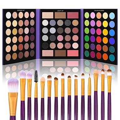 UCANBE 86 Colors Nude Eyeshadow Palette with 15pcs Makeup Brushes Set, Matte Glitter Long Lasting Highly Pigmented Waterproof Colorful Eye Shadow Contour Blush Powder Highlighter All in One