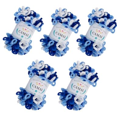 CAMAL 5 Pack Loop Yarn for Finger Knitting Soft Fluffy Finger Rainbow Loop Chunky Chenille Plush Yarn for Crocheting Blanket, Rugs, Scarfs, DIY Handbags, Hand Crafts(Colorful Blue)