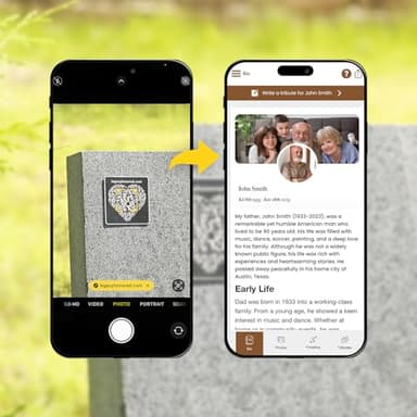 Personalized QR Code Memorial Plaque for Cemetery Headstone – Scannable Link to Online Memorial Webpage, Collect Photos, Messages & Memories – Custom Bereavement Gift for Loss of Loved One