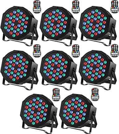 Rechargeable Stage Par Lights U`King RGB 36 LED Uplights Battery Powered with RGB 36W DJ Uplights Sound Activated Remote Control for Wedding DJ Disco Events Halloween Church Live Party- 8 Pack