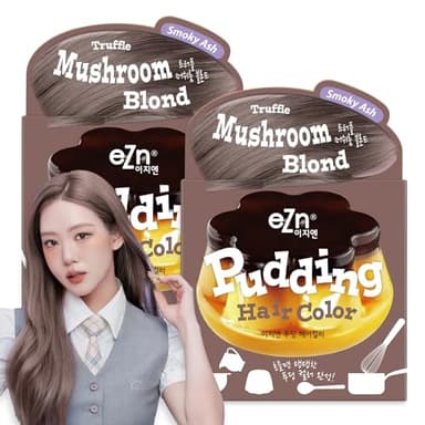 eZn Pudding Hair Dye Ammonia Free Semi-Permanent Self Hair Dye DIY Kit included, Gifts for Women, Teen Gifts, Keratin, Made in Korea Beauty (Mushroom Blond, 2 Pack)