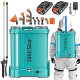 Backpack Sprayer 4 Gallon Battery Powered Electric - TaskStar Total 4000mAh Battery Lawn Sprayer 100PSI Adjustable Pressure with 2 Wands, 6 Nozzles, Lawn Yard Weed Battery Sprayer for Garden