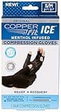 Copper Fit ICE Compression Gloves Infused with Menthol, Black, Small/Medium