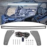 XJMOTO 50'' 288W Offroad Curved LED Light Bar & Upper Roof Windshield Mount Brackets w/Rocker Switch Wiring Kit Compatible with Can Am Maverick X3 and X3 Max 2017-2024 all Models
