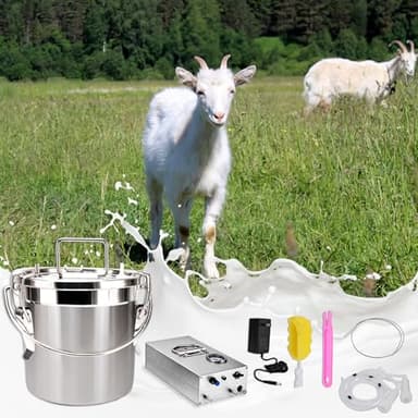 Goat Milking Machine, Portable Goat Milking Machine 6 L for Cows & Goats, Pulsating Vacuum Pump, 304 Stainless Steel Bucket, Easy Cleaning, Adjustable Speed, Auto Stop Valve,Milking Machine for Goats