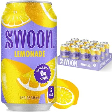 Swoon Classic Sugar Free Lemonade - Low Carb, Keto & Paleo-Friendly, Gluten-free Vitamin C Drink - Made with 100% Natural Lemon Juice Concentrate & Sweetened by Monk Fruit, 12 Fl oz (Pack of 12)