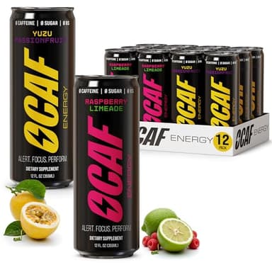 ØCAF Energy Variety Pack – 6 Yuzu Passionfruit & 6 Raspberry Passionfruit – Caffeine Alternative with Paraxanthine for Clean Focus, No Jitters, No Crash – 12 fl oz Cans (Pack of 12) – Performance Energy