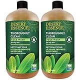 Desert Essence Thoroughly Clean Face Wash - Original - 32 Fl Oz - Pack of 2 -Tea Tree Oil -For Soft Radiant Skin - Gentle Cleanser - Extracts Of Goldenseal, Awapuhi, & Chamomile Essential Oils