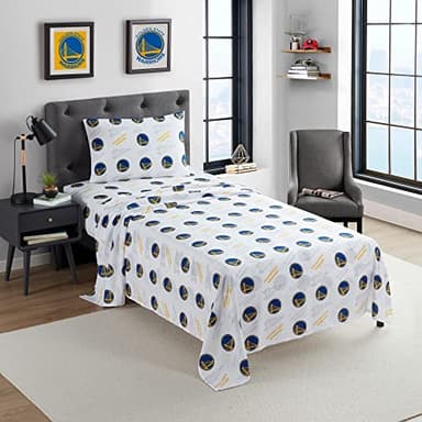NORTHWEST Officially Licensed Golden State Warriors NBA Full Size Sheet Set – Soft Team Logo Bedding for Dorms, Bedrooms, Fan Caves & Game Day Style
