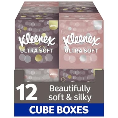 Kleenex Ultra Soft Facial Tissues - Pack of 12 Cube Tissue Boxes