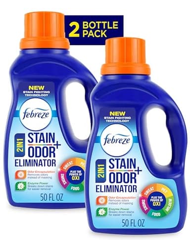 Febreze Laundry Detergent Additive, Original Strength In Wash Odor Eliminator, Designed to Remove Odors in a Single Wash Caused by Sweat, Food, Smoke, Fresh Scent, 50 fl oz (2 Pack)