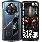 DOOGEE V40 Pro Rugged Phone 5G - 36GB RAM+512GB ROM Android 14 Rugged Smartphone, 6.78" FHD+120Hz Screen, 4nm D7300 CPU, Waterproof Phone with 1.47" Rear Screen, 200MP AI Camera, 8680mAh+33W, Blue