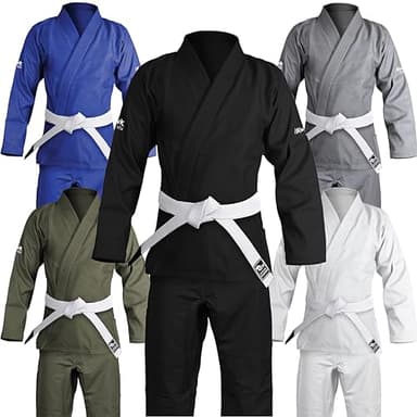 Brazilian Jiu Jitsu Gi BJJ Gi for Men & Women Uniform Kimonos Ultra Light, Preshrunk (Black, A2)