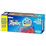 Ziploc Quart Food Storage Freezer Bags, Stay Open Design with Stand-Up Bottom, Easy to Fill, 24 Bags Total