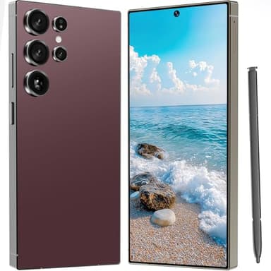 ZFSMHXH I25 Ultra Unlocked Cell Phone, Built in Pen,6.99" HD Screen 8+256GB Unlocked Phones,6800mAh Long Battery Life Smartphone,5G/Dual SIM/Fingerprint Unlock/Face ID (Wine red)