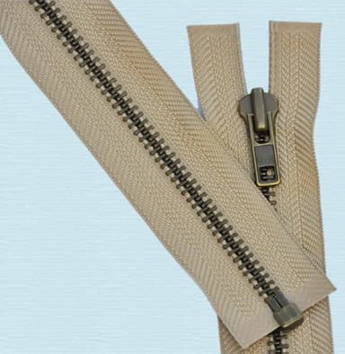 24" Jacket Zipper Heavy Weight ~ YKK #7 Antique Brass Separating ~ 573 Beige (1 Zipper)