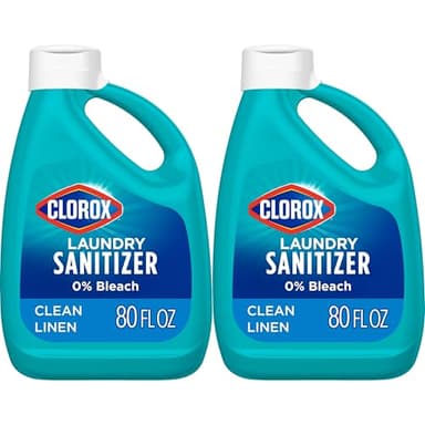 CLOROX Laundry Sanitizer, 0% Bleach, Color Safe, Clean Linen, Fresh, 80 Fl oz, Pack of 2 (Pack May Vary)