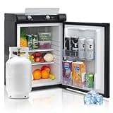 Techomey Propane Refrigerator off Grid 2.1 Cu.Ft, 3 Way Fridge LPG/110V/12V, Quiet Gas Refrigerator for Camper, Semi Truck, RV, Top/Bottom Control, Black