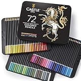 Castle Art Supplies 72 Colored Pencils Set | Quality Soft Core Colored Leads for Adult Artists, Professionals and Colorists | Protected and Organized in Presentation Tin Box