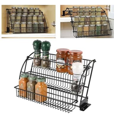 bangminda 3-Tier Pull Down Spice Rack -Pull Out Spice Organizer Shelf for Cabinets Expandable Display Riser Shelf for Spice Bottles & Seasoning Jars Easy to Install, Screws Included