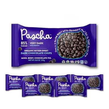 Pascha Organic Chocolate Chips -Bitter-Sweet Dark 85% - Case of 6-8.8 Oz
