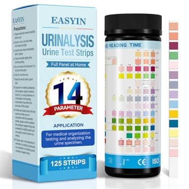 EASYIN Urine Test Strips for Urinalysis 14 Parameter: 125 CT UTI Urinalysis Test Strips Full Panel for UTI Ketone Protein Kidney & Liver Function at Home
