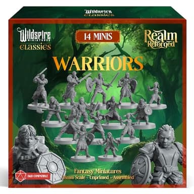 Warriors Class Set - Barbarians, Fighters, Monks - Characters, NPC for DND Miniatures Bulk I 28mm Dungeon Dragons D&D Miniatures I DND Minis D&D Figures I Pathfinder, Daggerheart, Realm Reforged