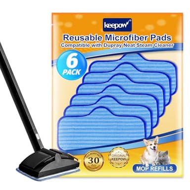 KEEPOW Washable Microfiber Pads Compatible with Dupray Neat Steam Cleaner, Steam Mop Pads Accessories for Dupray Neat Steam Cleaner, 6 Pack Reusable Steamer Pads Replacement