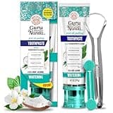GuruNanda Hydroxyapatite Toothpaste, SLS & Fluoride Free, Whitening Toothpaste - Freshens Breath, Fights Plaque - Natural CocoMint Jasmine Neem, 4.2oz