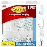 Command Clear Variety Pack, Including 8 Pairs of Picture Hanging Strips, 4 Clear Wire Hooks and 11 Wall Hooks for Hanging Home Decor, Damage Free Hanging Up to 19 Items with Command Strips