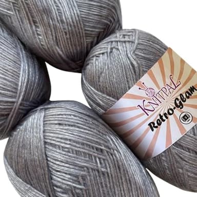 Retro-Glam Silver Metallic Yarn for Crocheting, 4-Pack (1280Yds / 400G), Free Patterns - Sparkle Yarn for Knitting - 3 DK Light Worsted Weight - Shimmer Silver