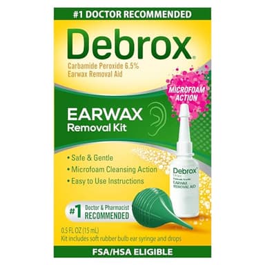 Debrox Ear Wax Removal Kit, Bulb Syringe & 0.5 Fl Oz Ear Wax Removal Drops with Carbamide Peroxide