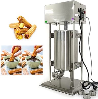 15L Churros Maker Machine, 110V 40W Electric Churro Maker Stainless Steel Churro Making Kit Includes 4pcs Nozzles, Commercial Churrera Churro Maker for Deep Fry Churros (US Stock)