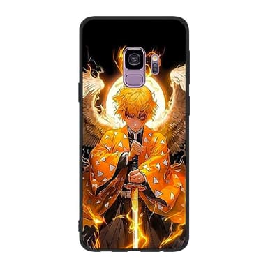 Black Soft TPU Rubber Protective Anti-Slip Shockproof Fashion Case Cover Compatible with Samsung Galaxy S9 Agatsuma Zenitsu Anime Japan Anime08