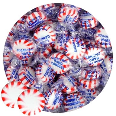Sugar Free Peppermint Starlight Mints, 2 Pound Bulk Bag (Approx 140 Pieces), Individually Wrapped Hard Candy, The Hampton Popcorn & Candy Company