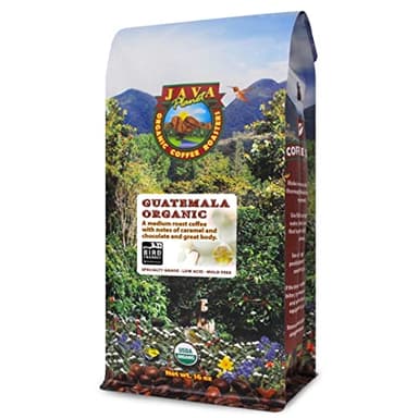 Low Acid Organic Coffee – Whole Bean, Mold-Free & Stomach Friendly by Java Planet, Guatemalan Single Origin Coffee, Medium Roast, Smooth Full Flavored, Smithsonian Bird Friendly, 1LB Bag