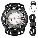 Scuba Dive Compass, Waterproof 5ATM Marine Navigation Wrist Compass with Bungee Mount and Cord, Glow in The Dark for Underwater Diving, Sailing, Camping, Kayaking, Hiking (Black)