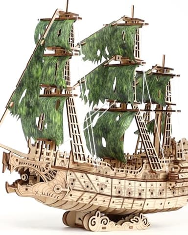 Challenging Flying Dutchman 3D Wooden Puzzles for Adults Pirate Ship Model Kit to Build - Ideal Christmas or Birthday Gift for Puzzle Enthusiasts