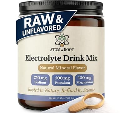 Raw & Unflavored Electrolytes Powder - Natural Fasting Salts + Minerals | Microplastics Tested | Sugar, Stevia, Citric Acid Free | Clean Keto & Carnivore | Glass Jar & Wooden Scoop
