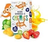 Omega 3 Gummies - Ultra-High DHA Chewable Gel Gummy - Omega 3 for Kids Supports Brain & Eye Health - Sugar-Free Natural Fruit Flavor - Kids Omega 3 Fish Oil Gummies (30 Count)