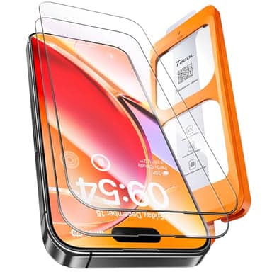 TOCOL for iPhone 16 Pro Screen Protector 9H Hardness Military Grade Shatterproof HD Tempered Glass Full Coverage Easy Installation Case Friendly 2 Pack