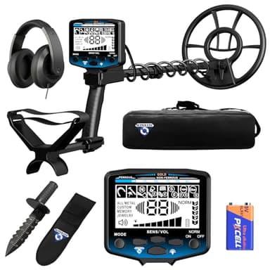 SuperEye Metal Detector for Adults Professional, Higher Accuracy Gold Silver Metal Detectors Kit, Intelligent NORM Mode for Beginner, 6 Modes, Advanced DSP Chip,10" Waterproof Coil, Larger LCD, Blue
