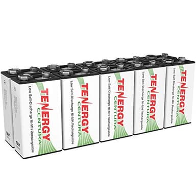 Tenergy Centura 9V NIMH Rechargeable Batteries, 200mAh Low Self-Discharge Square Battery for Smoke Alarm/Detector, 10 Pack