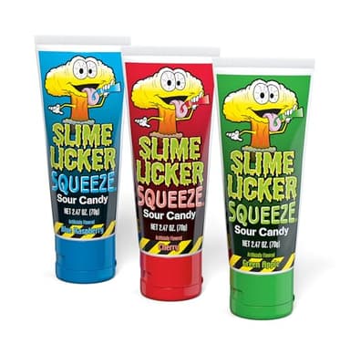 Toxic Waste Slime Licker Squeeze Sour Candy Green Apple Blue Razz Cherry 3 Pack