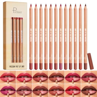 12 Colors Lip Liner Set, Matte Finish Series Lip Liners Pen Kit for Women, Long Lasting Waterproof Smooth High Pigmented Lip Pencil for Daily Makeup (Set A)