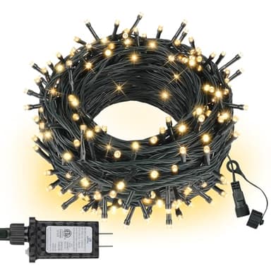ASENEK Outdoor String Lights 99FT 300 LED Connectable 8 Modes with Timer Decorative String Lights for Xmas Tree Patio Party Warm White
